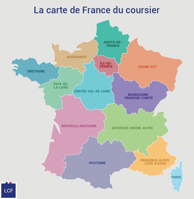 La carte de France du coursier à vélo